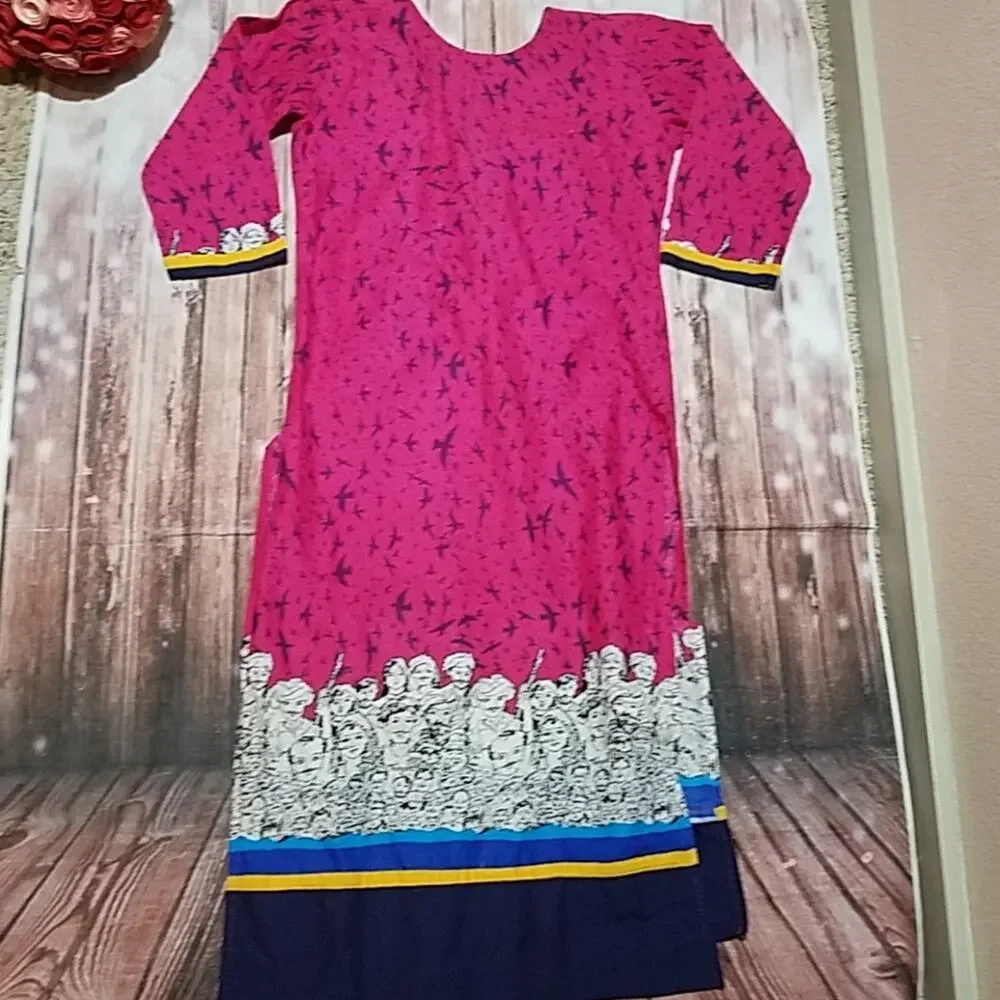 Kurta Pink and blue with birds